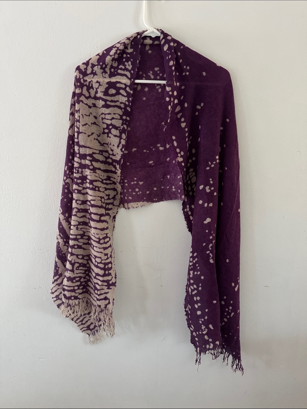 Saks Fifth Avenue Purple and Cream Patterned Shawl Wrap
